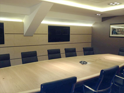 Carpentry example of a bespoke commercial meeting room